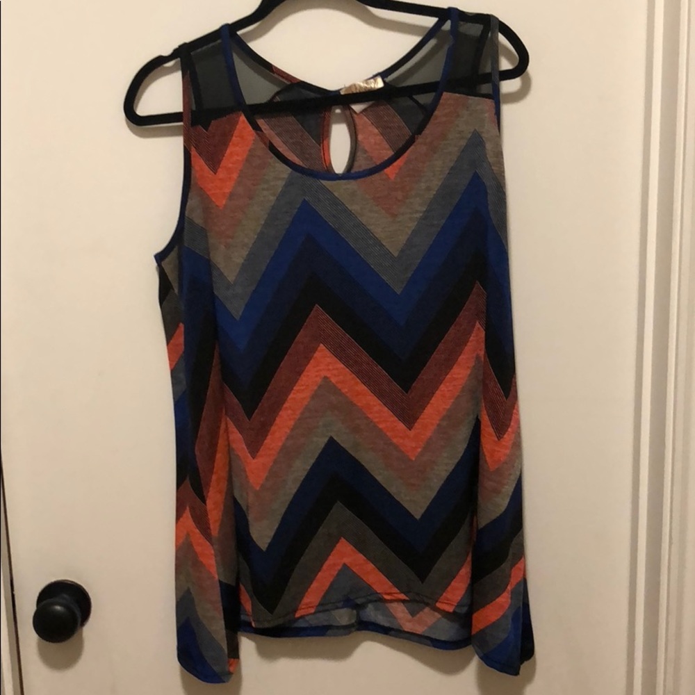 Tank with mesh shoulders